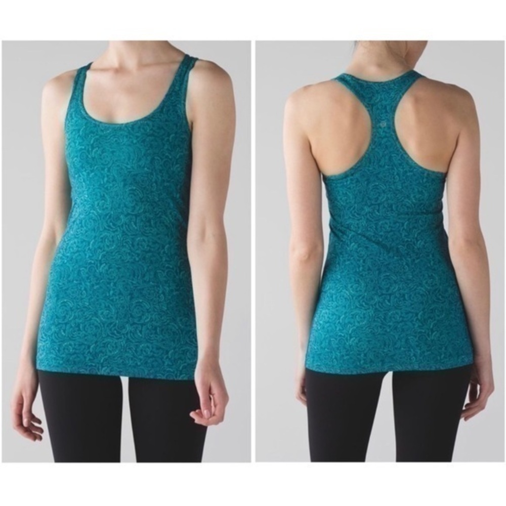 Lululemon Cool Racerback Foli Manifesto Bali Teal tank top small